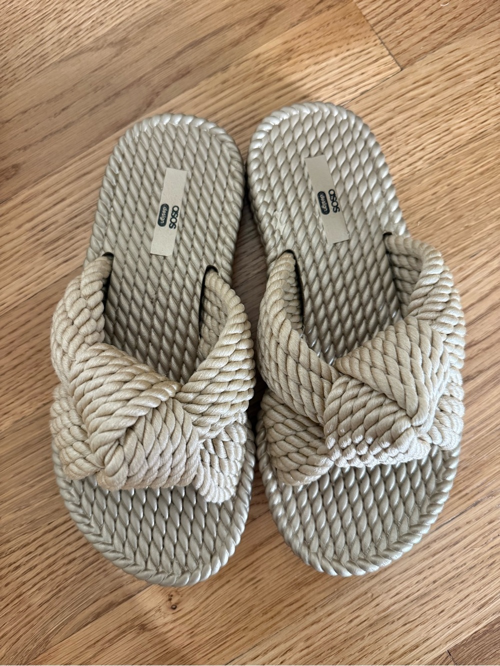 ASOS Beige Twisted Rope Slide Sandals - Picture 1 of 5